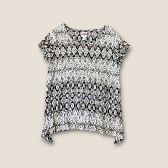 Vintage Y2K Ruby Rd Favorites Tunic Top Aztec Print Tan Combo XL - Picture 3 of 5